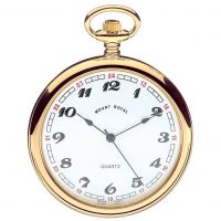 Open Face Gold Plated Quartz Pocket Watch