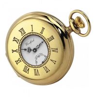 Gold Plated Large Dial 17 Jewel Swiss Mechanical Half Hunter Pocket Watch