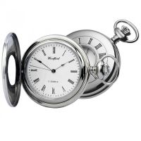Half Hunter Chrome Plated 17 Jewel Mechanical Pocket Watch