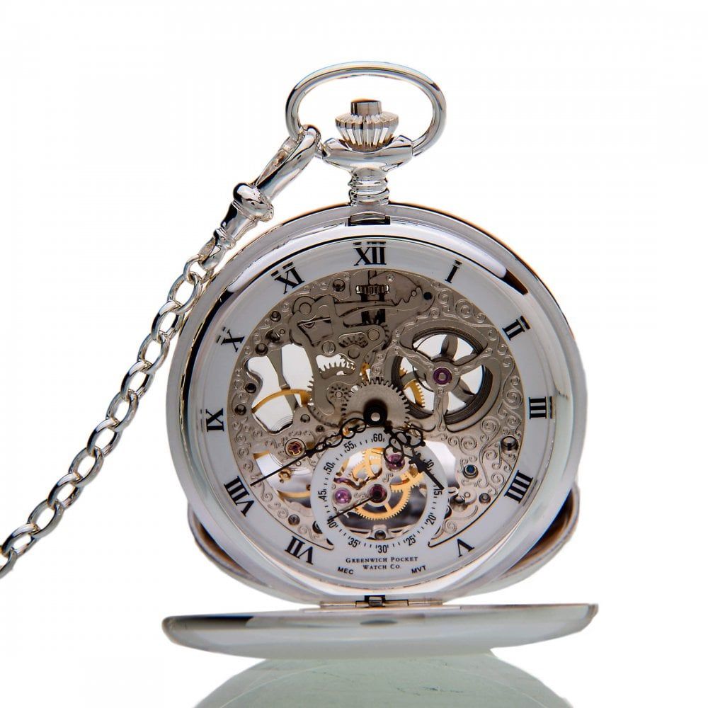The Buckingham Luxury Sterling Silver Double Hunter Pocket Watch