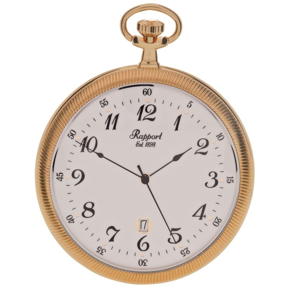 Slim Open Face Gold Plated Pocket Watch