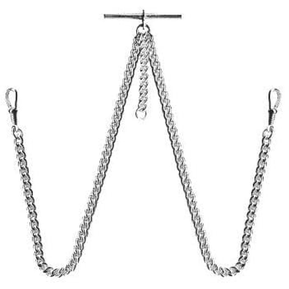 Greenwich Sterling Silver 14 Inch Double Albert T Bar Pocket Watch Chain ALB010 Pocketwatch USA