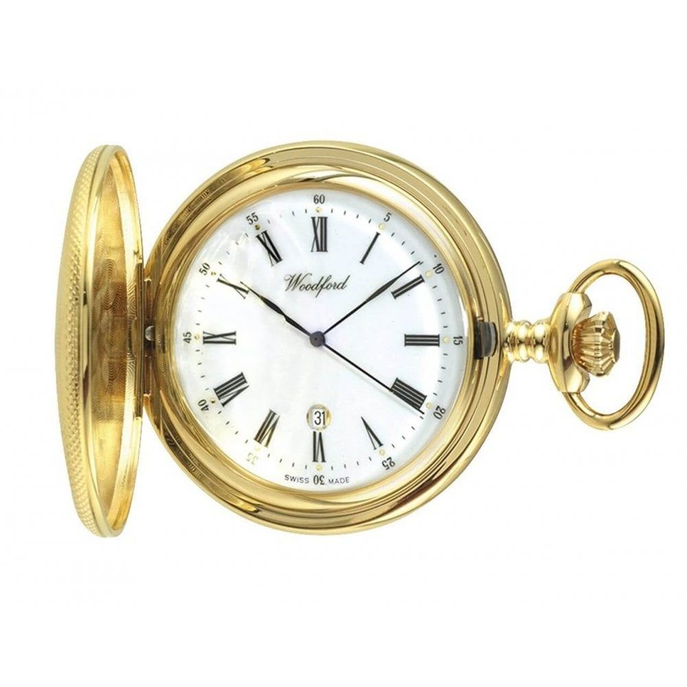 Gold half hunter pocket watch cheap