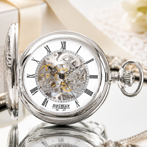 Half Hunter Sterling Silver Mechanical Pocket Watch