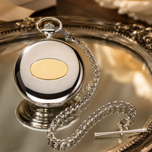 Gents Classic Style Pocket Watch And Leather Case