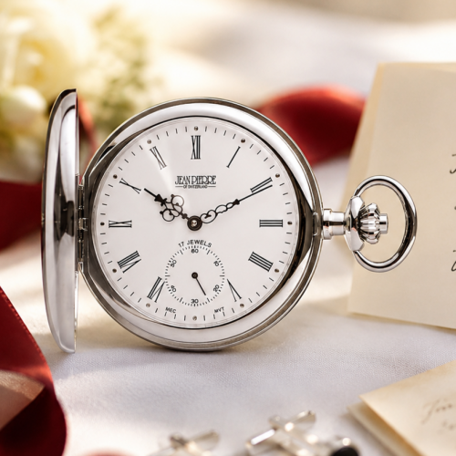 Chrome Plated Mechanical Half Hunter Pocket Watch