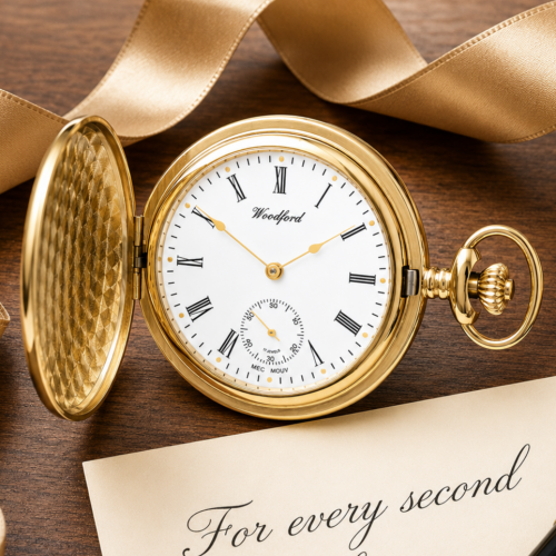 Gold Plated 17 Jewelled Full Hunter Mechanical Pocket Watch With Chain