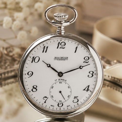 17 Jewel Sterling Silver Mechanical Open Face Pocket Watch
