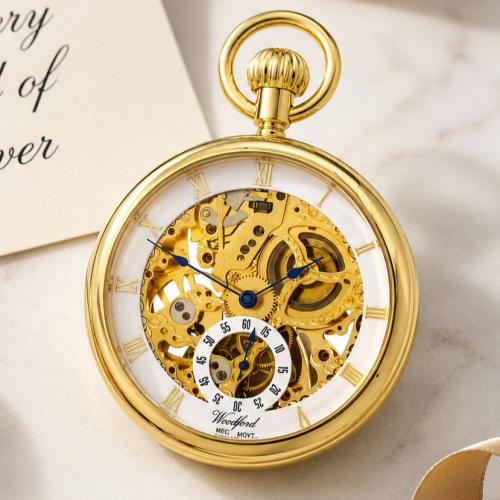 Gold Plated 17 Jewel Mechanical Open Face/Back Pocket Watch