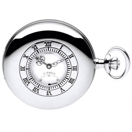 Chrome Plated Mechanical half Hunter Pocket Watch
