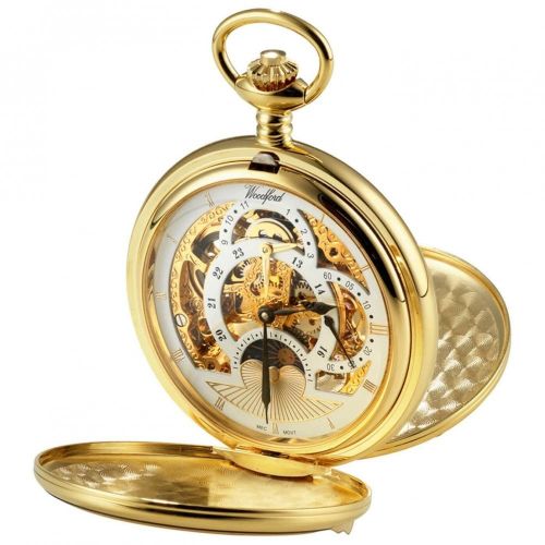 Gold skeleton pocket 2025 watch