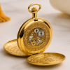 Gold Plated Mechanical Double Hunter Pocket Watch