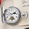 Chrome Plated Mechanical Half Hunter Pocket Watch with White Face