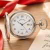 Chrome Plated Full Hunter Quartz Pocket Watch with Arabic Numerals