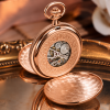 Rose Gold Plated Double Half Hunter Mechanical Pocket Watch