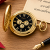 Gold Plated Half Hunter Pocket Watch with Day/Date Display