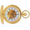 Gold Plated 17 Jewel Mechanical Full Hunter Pocket Watch Open Lace Effect