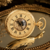 Half Hunter Gold Plated Mechanical Pocket Watch Structure Visible