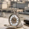 The Windsor - Chrome Mechanical Double Half Hunter Pocket Watch