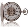 Mechanical 17 Jewel Double Opening Full Hunter Silver Tone Pocket Watch