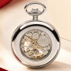 Chrome Plated Mechanical Open Face Pocket Watch with Clear White Dial