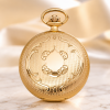 Gold Plated Mechanical Hunter Pocket Watch with Skeleton Back