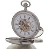 Mechanical 17 Jewel Double Opening Full Hunter Silver Tone Pocket Watch