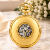 Heritage Gold Plated Mechanical Double Half Hunter Pocket Watch