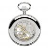 Chrome Plated Mechanical Open Face Pocket Watch with Skeletal Display