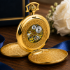 Gold Plated Mechanical Double Half Hunter Masonic Pocket Watch