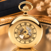 Gold Plated Half Hunter Mechanical Pocket Watch With Open Back