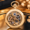 Gold Plated Half Hunter Mechanical Pocket Watch With Open Back