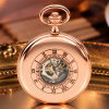 Rose Gold Plated Double Half Hunter Mechanical Pocket Watch