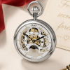 Chrome Plated 17 Jewel Sun/Moon Dial Mechanical Open Face Pocket Watch