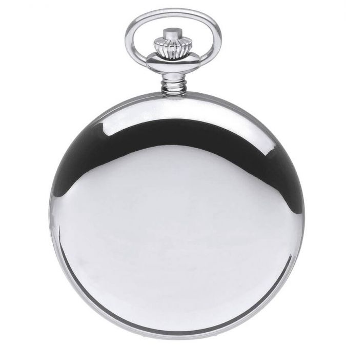 Chrome Plated Full Hunter Quartz Pocket Watch with Arabic Numerals