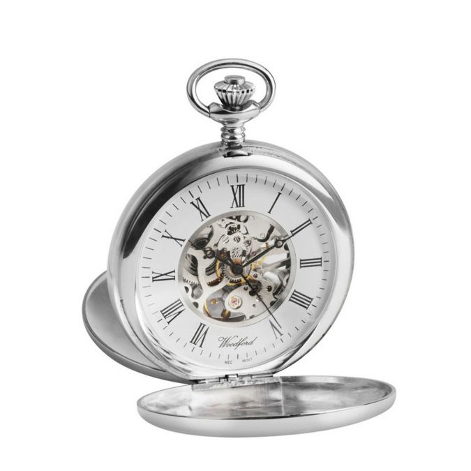 Sterling Silver Jubilee Hallmarked Skeleton Double Hunter Pocket Watch