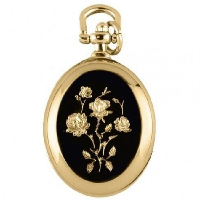 Ladies Oval Quartz Gold Plated Pendant Necklace Watch