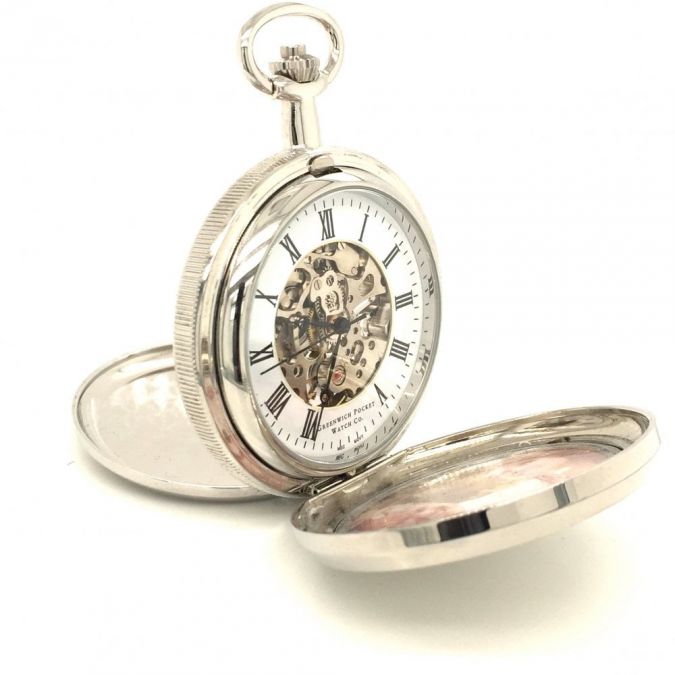 The Kew - Mechanical Chrome Plated Photo Frame Pocket Watch