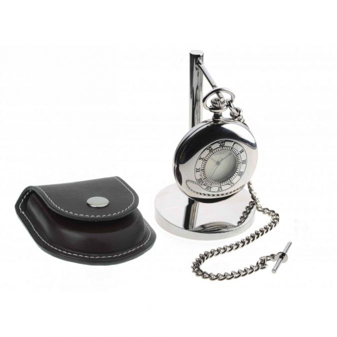 Half Hunter Pocket Watch With Stand & Pouch