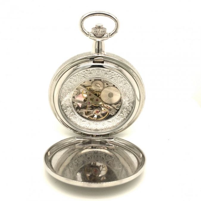 The Kew - Mechanical Chrome Plated Photo Frame Pocket Watch