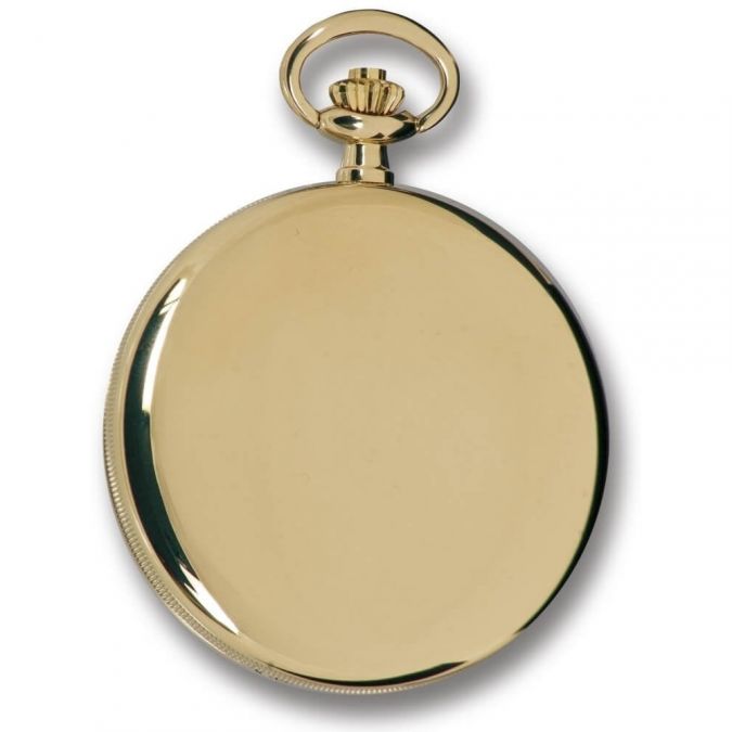 Gold Plated Polished Full Hunter Champagne Dial Quartz Pocket Watch