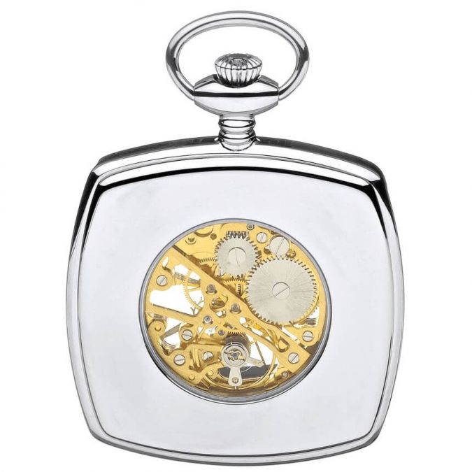 Chrome/gold Plated Two Tone Mechanical Open Face Pocket Watch