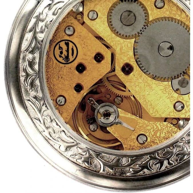 Gents Open Face Patterned Mechanical Pocket Watch