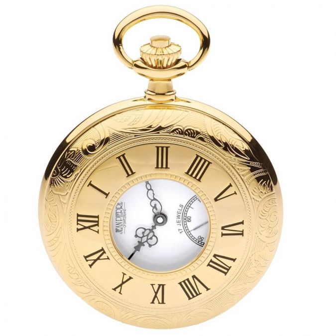 Gold Plated Half Hunter Mechanical Pocket Watch