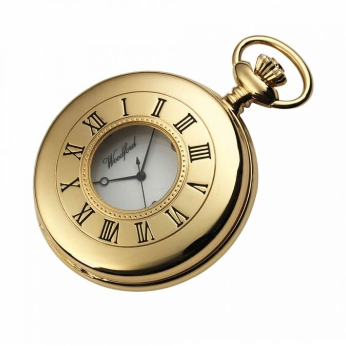 Half Hunter 17 Jewel Gold Mechanical Pocket Watch