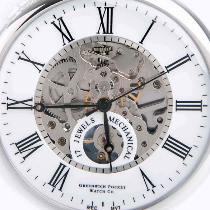 The Eltham - Chrome Mechanical Open Face Pocket Watch