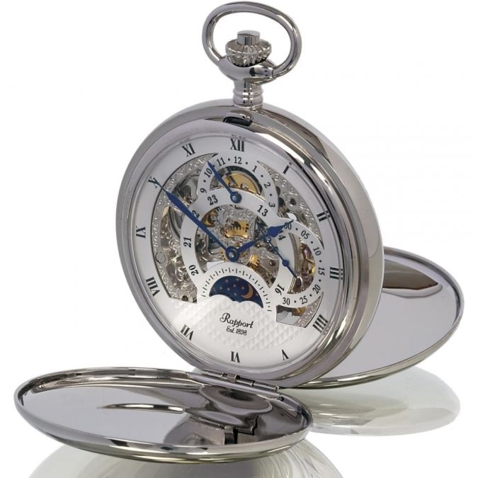 Mechanical Moon Dial 17 Jewel Double Hunter Pocket Watch