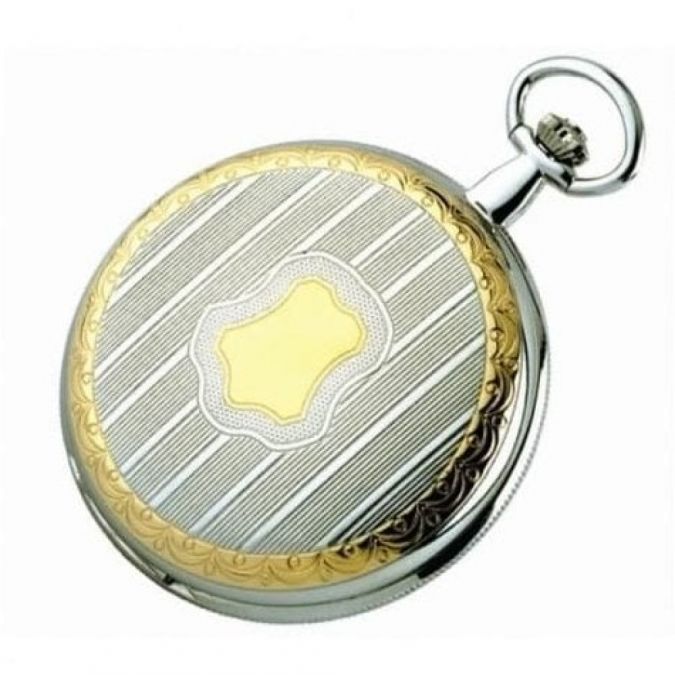 Chrome/Gold Plated Swiss Quartz Full Hunter Pocket Watch
