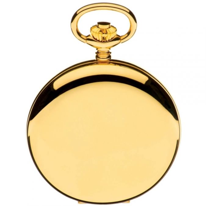 Half Hunter Gold Plated Mechanical Pocket Watch With White Face