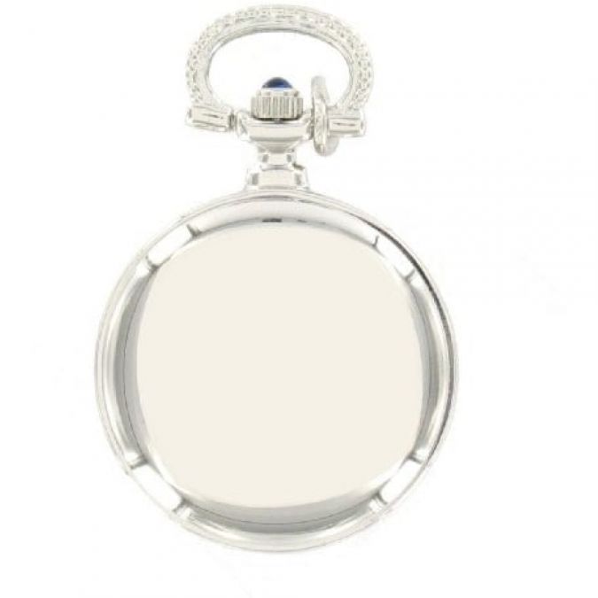 Silver Plated Open Faced Quartz Pendant Necklace Watch With Chain
